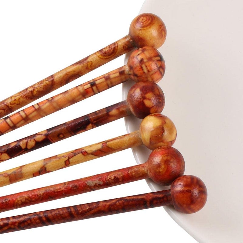Baoblaze 6 Pieces Wood Hair Sticks Japanese Hair Chopsticks for Hair Pins for Women Long Handmade Craft 13cm - Image 2